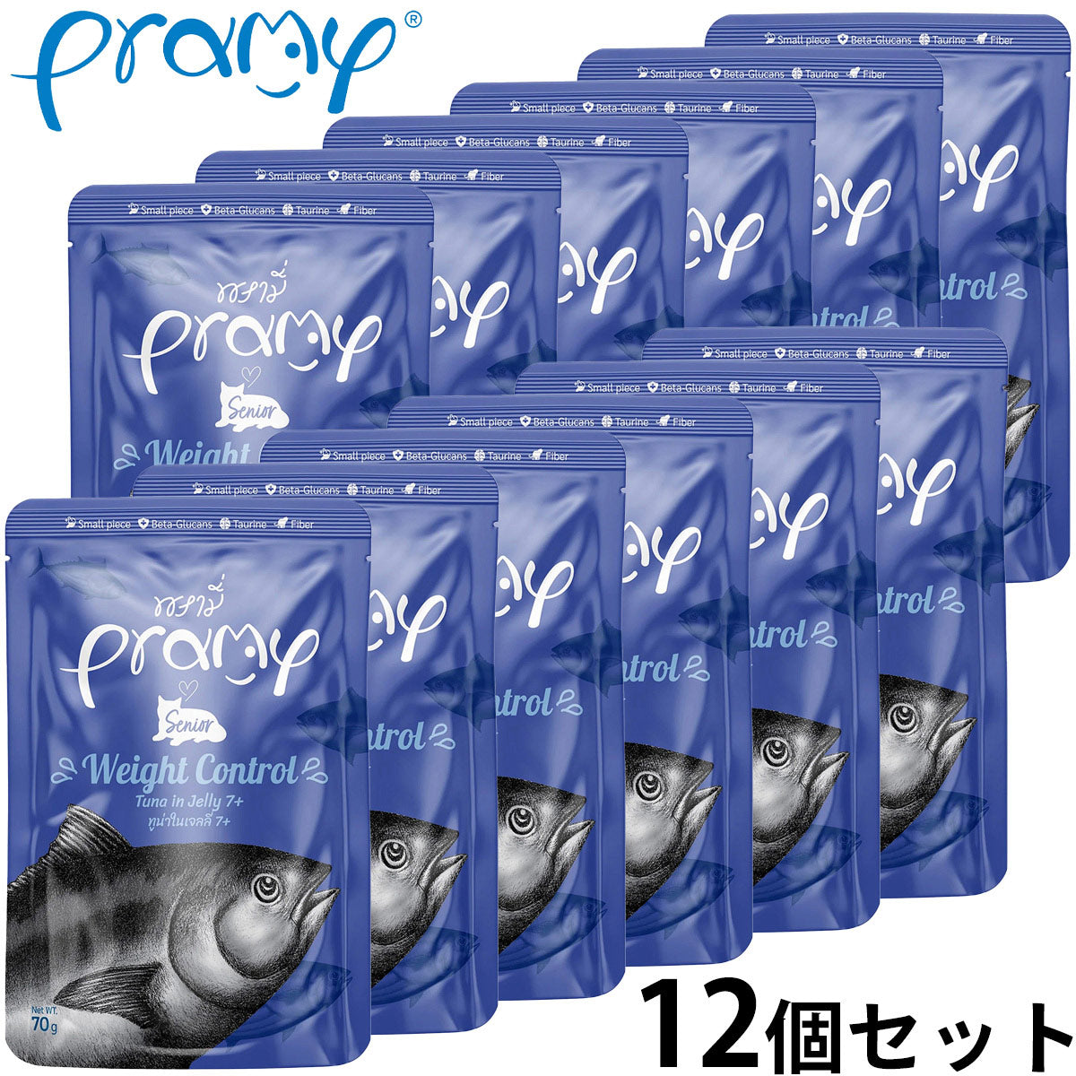 プラミー Pramy キャットフード ウェットフード ツナゼリー ウエイトコントロール シニア 70g×12個セット
