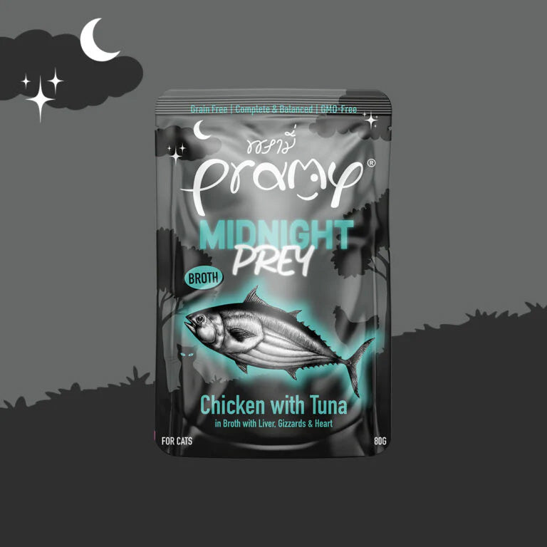 プラミー Pramy キャットフード ウェットフード ミッドナイト チキン ツナ ブイヨン仕立て アダルト 80g