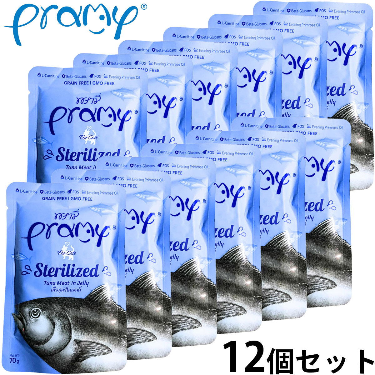 プラミー Pramy キャットフード ウェットフード ツナゼリー ステアライズド 70g×12個セット