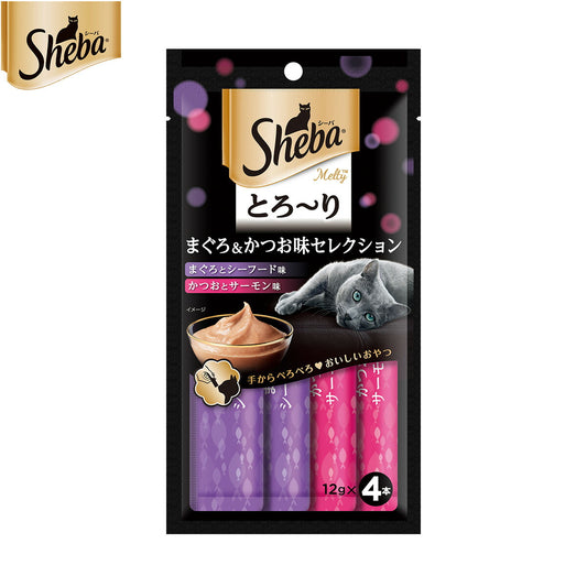 シーバ 猫用おやつ 成猫用 とろ~り メルティ まぐろ&かつお味セレクション 12g×4本 ねこ