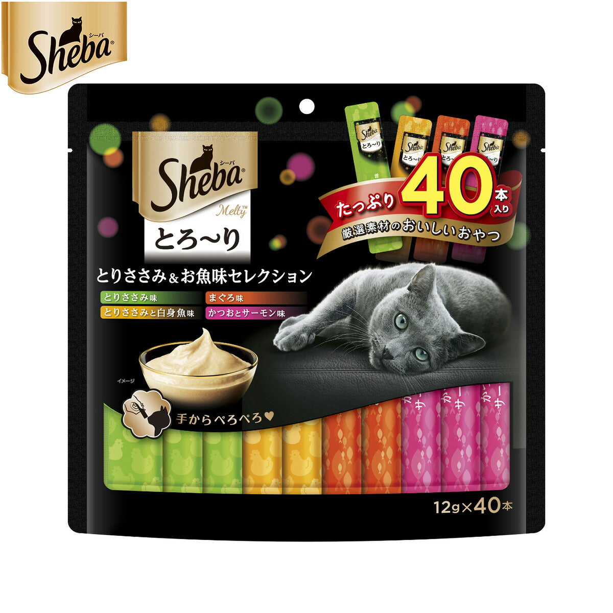 シーバ 猫用おやつ とろ~り メルティ とりささみ&お魚味セレクション 12g×40本 マースジャパン キャットトリーツ