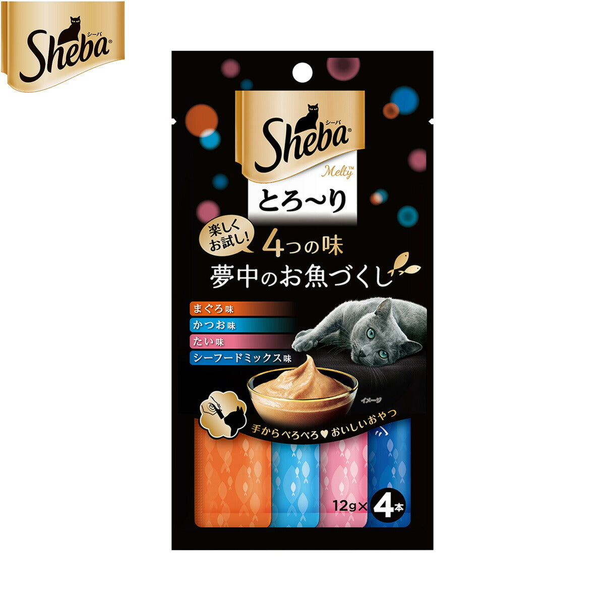 シーバ 猫用おやつ 成猫用 とろ~り メルティ 4つの味 夢中のお魚づくし 12g×4本 ねこ