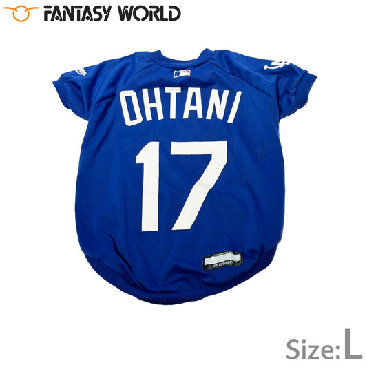 MLB公認 ロサンゼルス ドジャース 大谷翔平選手モデル Tシャツ L ブルー【送料無料】 犬服 洋服 ドッグウェア ユニフォーム 野球