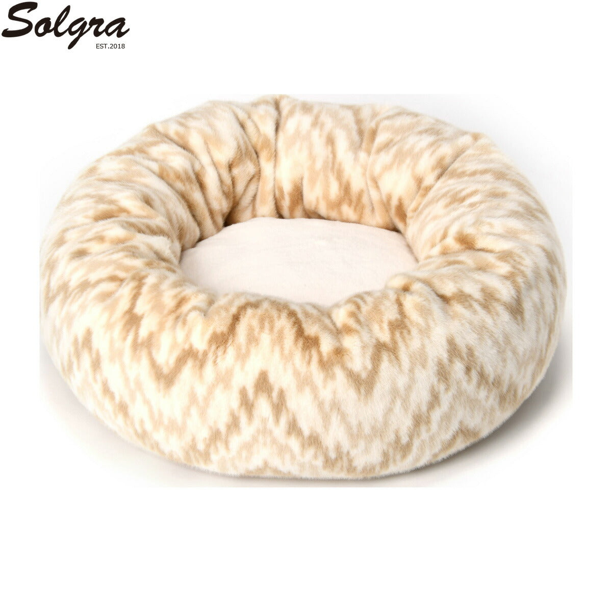 Solgra ソルグラ ニュアンス柄ラウンドベッド ベージュ【送料無料】