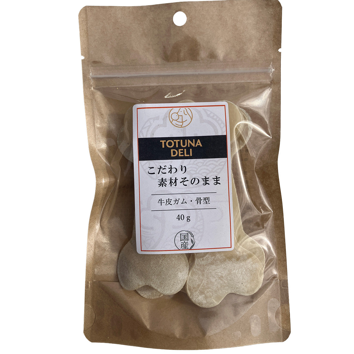 トトゥナデリ TOTUNA DELI 国産おやつ 犬用 牛皮ガム・骨型 40g