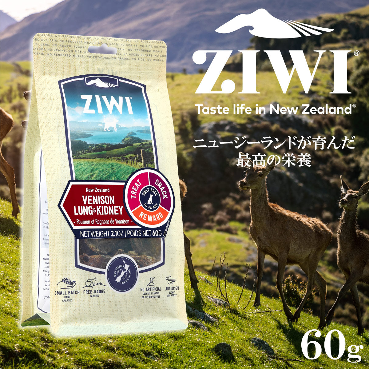 ジウィ ZIWI ドッグトリーツ ベニソン ラング&キドニー 60g×10個セット