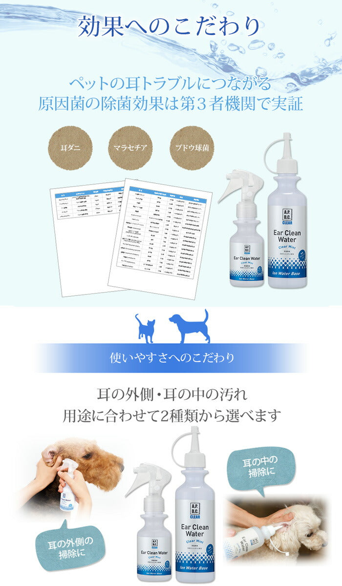 APDCクリア イヤークリーンウォーター 250ml 耳掃除 簡単 天然 除菌 消臭 安全 植物成分 犬 猫 ペット