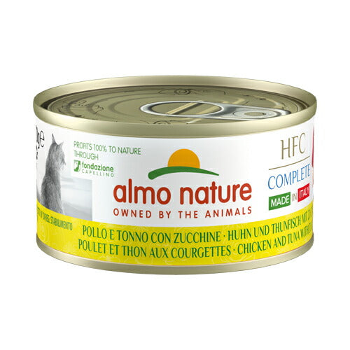 アルモネイチャー キャットフード コンプリート ズッキーニ入り 鶏肉とまぐろ 70g 猫 ウェットフード 缶詰 総合栄養食 全猫種 成猫 グレインフリー