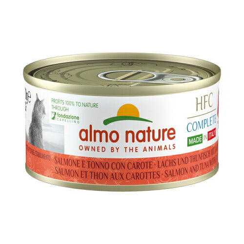 アルモネイチャー キャットフード コンプリート キャロット入り サーモンとまぐろ 70g 猫 ウェットフード 缶詰 総合栄養食 全猫種 成猫 グレインフリー