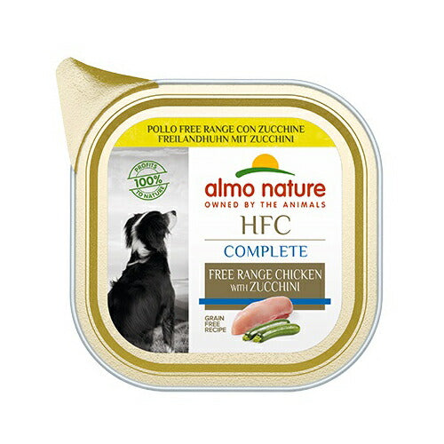 アルモネイチャー ドッグフード HFCコンプリートドッグ 放し飼いチキンのズッキーニ添え 85g 犬 ウェットフード アルミトレイ 総合栄養食 全犬種 成犬 グレインフリー