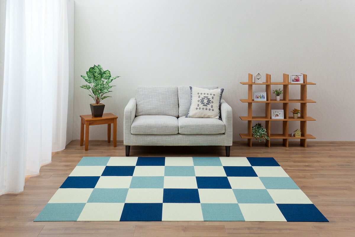 サンコー おくだけ吸着 ペット用撥水タイルマット 同色 ネイビー 20枚入【送料無料】 滑り止め 洗える ペット用品 犬用品 撥水マット ジョイントマット 床暖房対応 消臭加工 国産