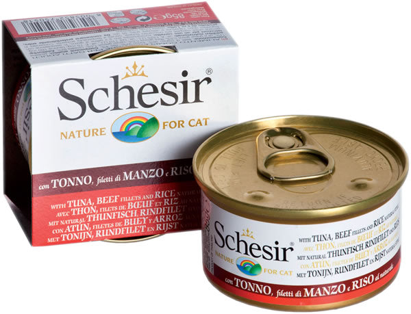 Schesir(シシア)キャットシリーズ クッキングウォータータイプ ツナ&ビーフ&ライス 85g×14缶 猫缶 キャットフード ウェット 猫用品/ねこグッズ