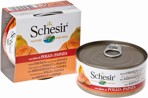 Schesir(シシア)ドッグシリーズ フルーツタイプ チキン&パパイヤ 150g ドッグフード ウェットフード 缶詰 無添加 犬用品/ペット用品