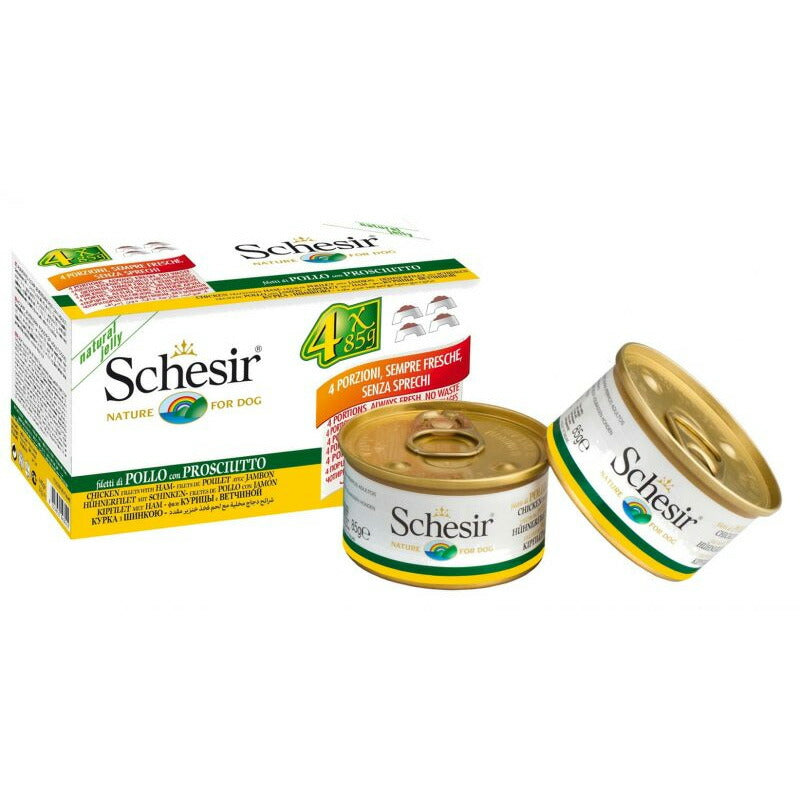Schesir(シシア)ドッグシリーズ マルチパック チキンフィレ&ハム 85g×4缶 ドッグフード ウェットフード 缶詰 無添加 犬用品/ペット用品