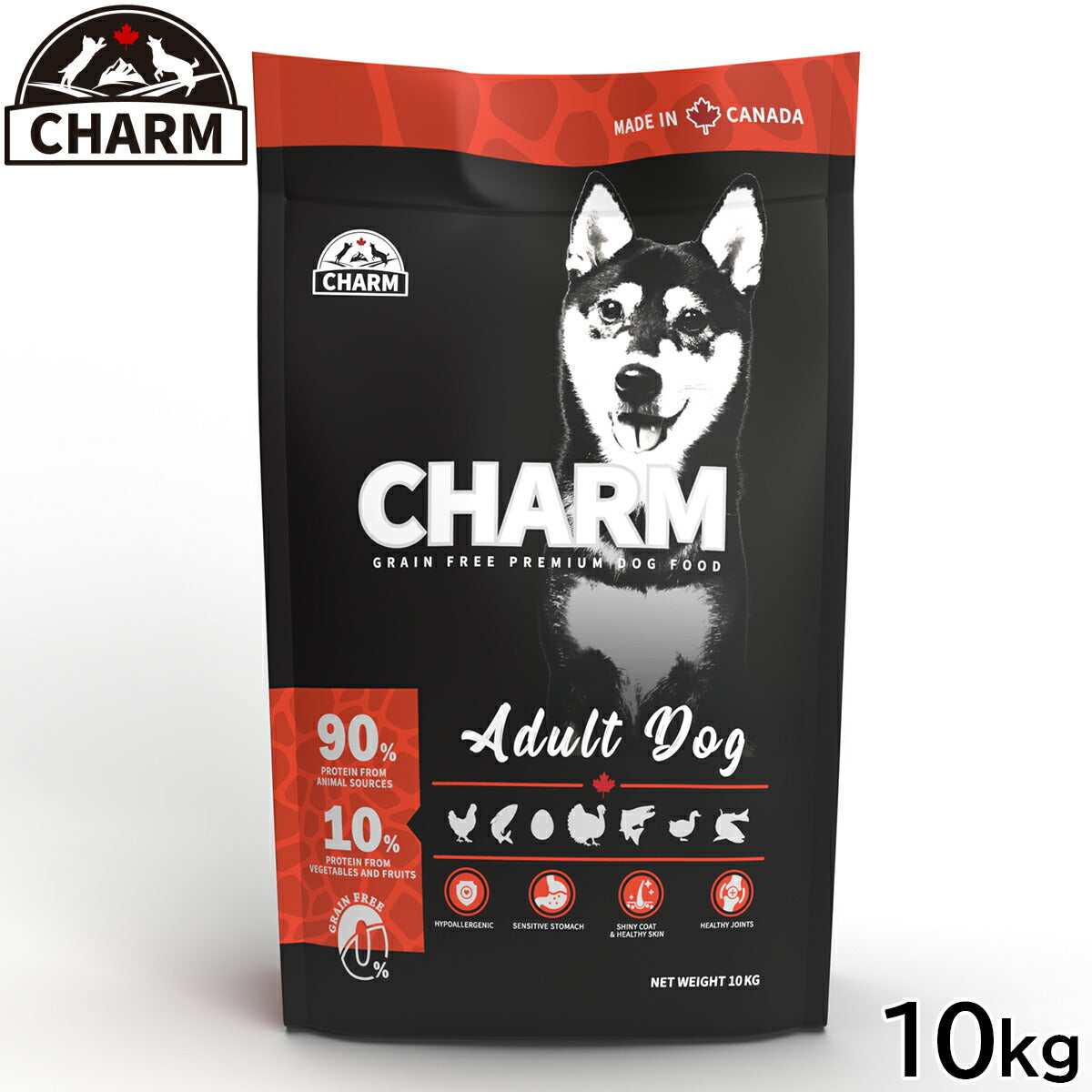 チャーム CHARM ドッグフード アダルトドッグ 成犬用 穀物不使用 10kg【送料無料】 正規品 無添加 グレインフリー