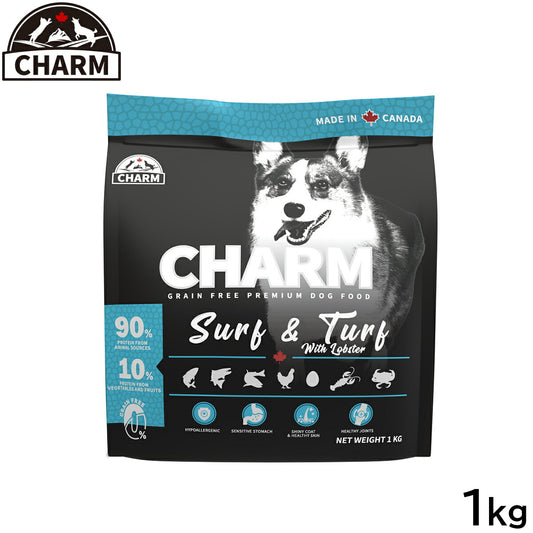 チャーム CHARM ドッグフード サーフ&ターフドッグ 全年齢用 穀物不使用 1kg 正規品 無添加 グレインフリー