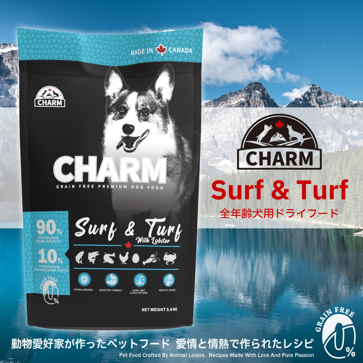 チャーム CHARM ドッグフード サーフ&ターフドッグ 全年齢用 穀物不使用 5.4kg【送料無料】 正規品 無添加 グレインフリー