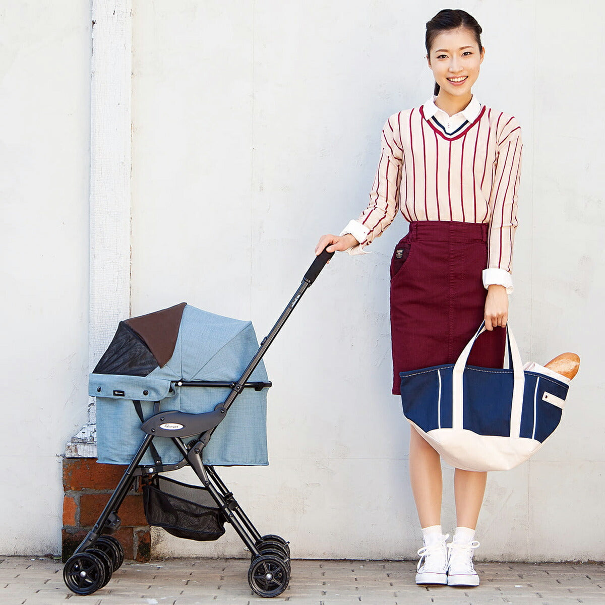 コムペット ミリミリライト ペットカート レイクブルー 小型犬 猫 小動物 折り畳み ペットバギー カート 軽量