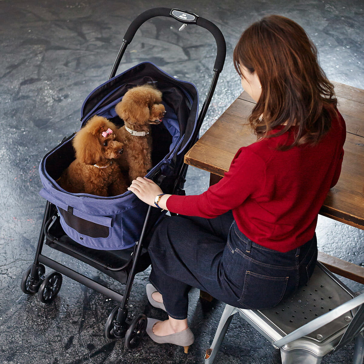 コムペット ミリクランライト ペットカート ネイビーブルー 小型犬 猫 小動物 折り畳み ペットバギー カート 軽量