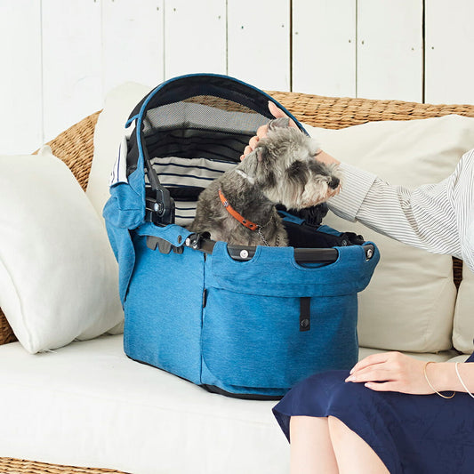 コムペット ミリミリEGロング ペットカート デニムブルー 小型犬 猫 小動物 折り畳み ペットバギー カート 軽量
