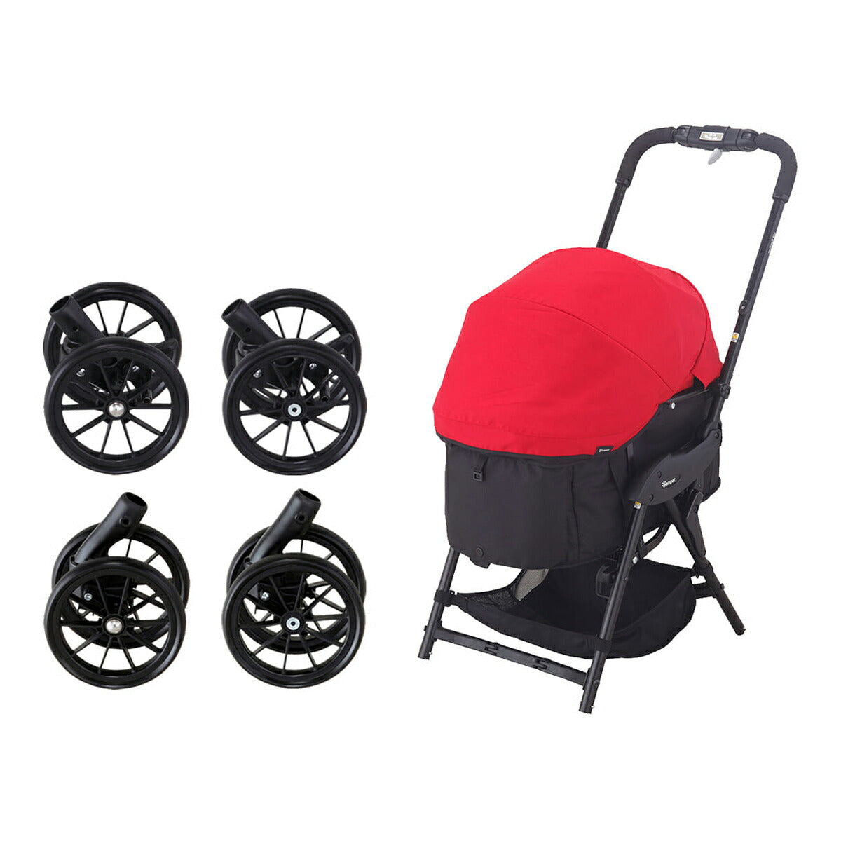 コムペット ミリミリライト アルファ EGロングD ペットカート レッド【送料無料】 小型犬 猫 小動物 折り畳み ペットバギー カート 軽量