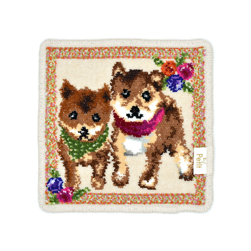 Enjeau(アーンジョー) シバ犬(柴犬) (ベージュ) ミニハンカチ ベージュ