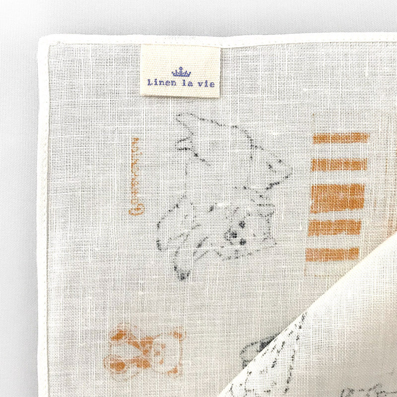 Linen la vie(リネン ラ・ヴィ) ポメラニアン ハンカチ ホワイト