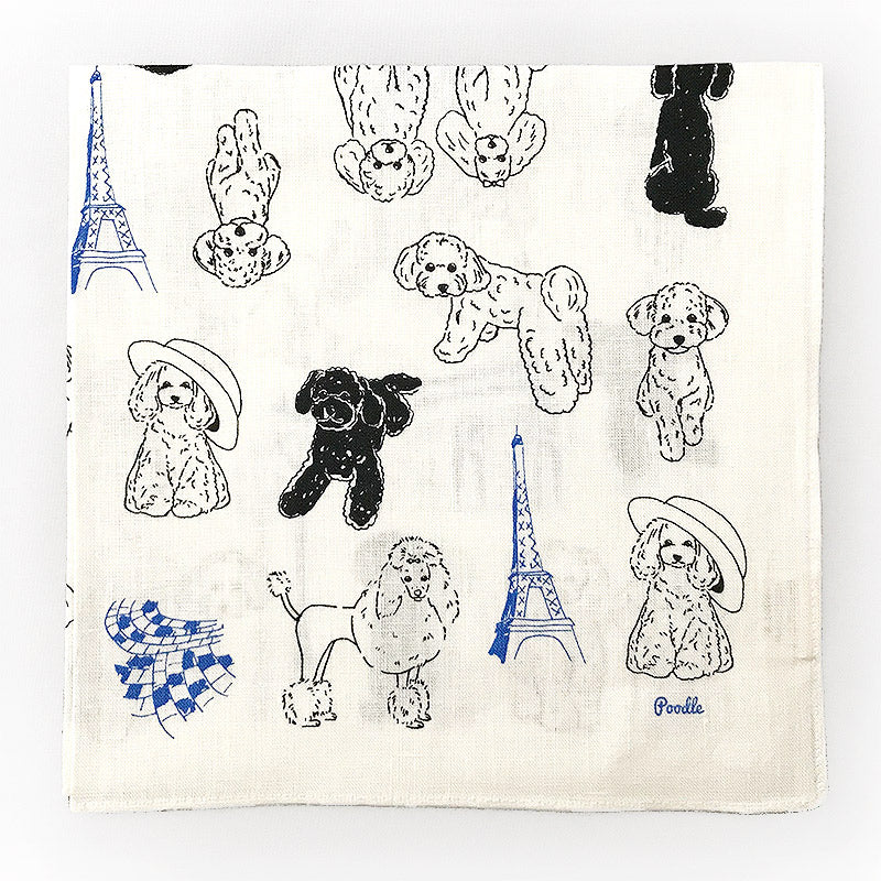 Linen la vie(リネン ラ・ヴィ) フランスプードル ハンカチ ホワイト