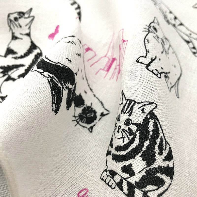 Linen la vie(リネン ラ・ヴィ) アメリカンキャット ハンカチ ホワイト