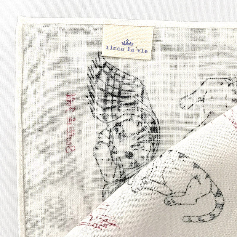 Linen la vie(リネン ラ・ヴィ) スコットランドスコティッシュフォールド ハンカチ ホワイト