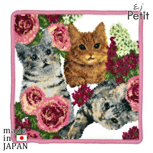 Enjeau(アーンジョー) アメリカンショートヘア 猫 ねこ柄 ハンカチ ホワイト