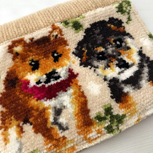 Enjeau(アーンジョー) シバ犬(柴犬) ポケットティッシュケース ファスナーポケット付 ベージュ