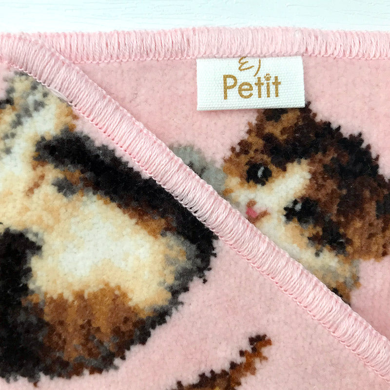 Enjeau(アーンジョー) 三毛猫 ねこ ネコ柄 総柄 ハンカチ ピンク