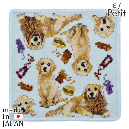 Enjeau(アーンジョー) ゴールデンレトリーバー ハンカチ ブルー