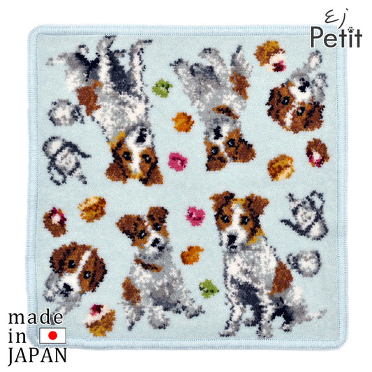 Enjeau(アーンジョー) ジャックラッセルテリア ハンカチ ブルー