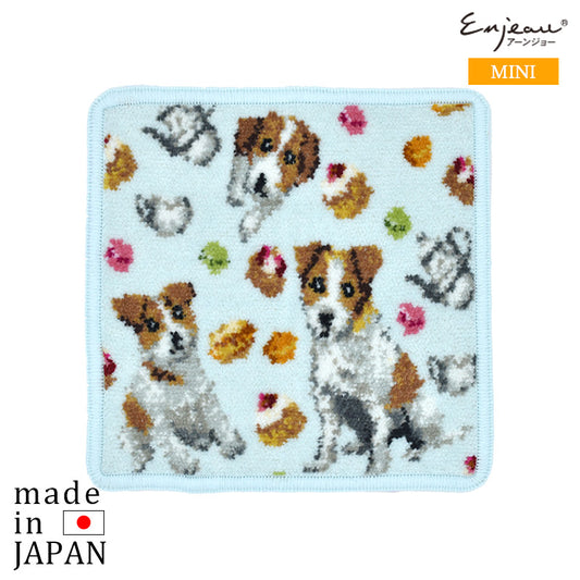 Enjeau(アーンジョー) ジャックラッセルテリア ミニハンカチ ブルー