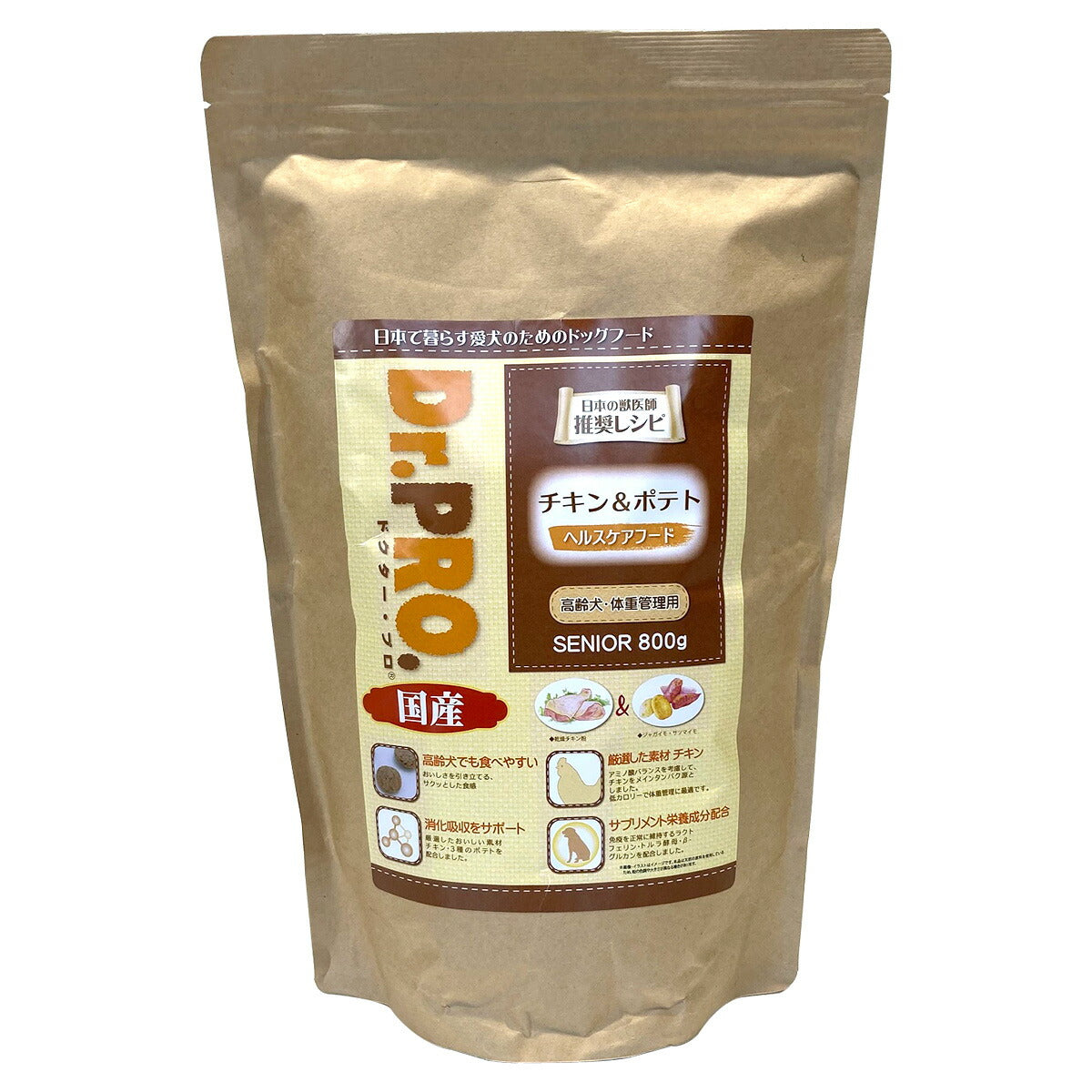 ドクタープロ Dr.PRO チキン&ポテト 高齢犬・体重管理用 800g ドッグフード 国産 犬