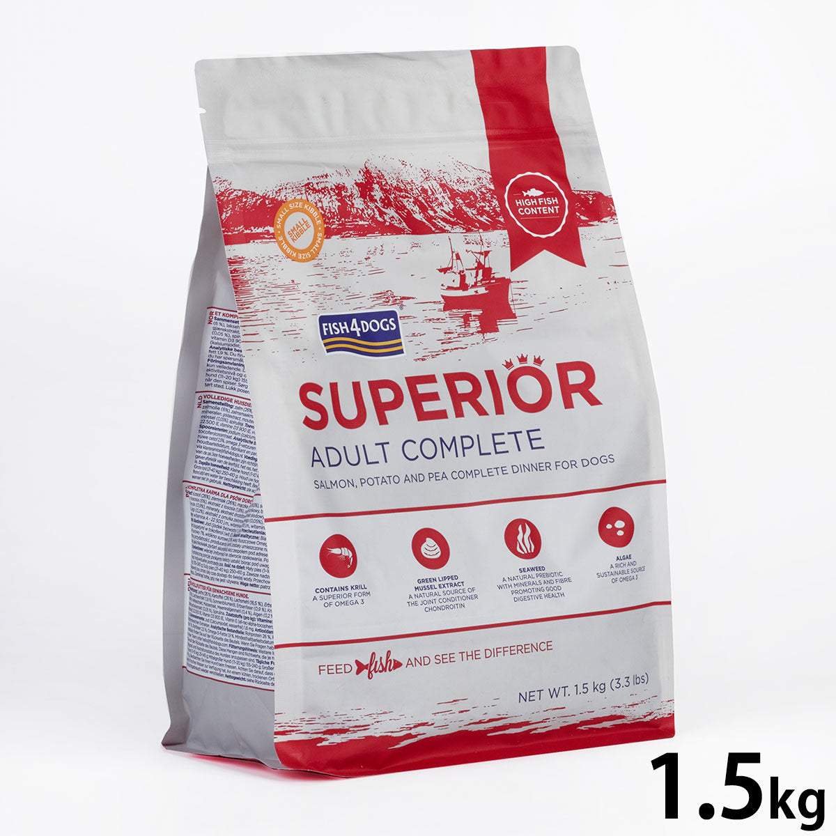 フィッシュ4ドッグ FISH 4 DOGS スーペリア アダルト 1.5kg【送料無料】 無添加 ドッグフード 成犬用 グレインフリー 穀物不使用 魚