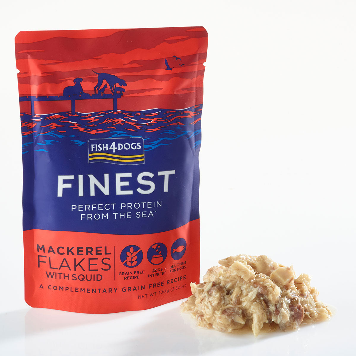 フィッシュ4ドッグ FISH 4 DOGS サバフレーク 100g 無添加 ドッグフード グレインフリー 穀物不使用 魚 ウェットフード パウチ