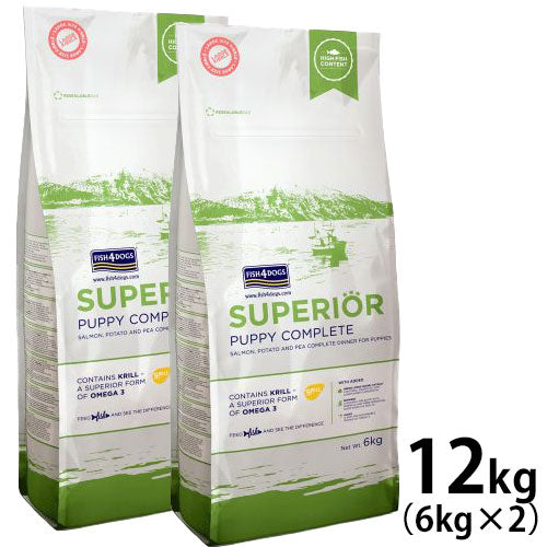 フィッシュ4ドッグ FISH 4 DOGS スーペリア パピー 12kg(6kg×2)【送料無料】 無添加 ドッグフード 子犬用 グレインフリー 穀物不使用 魚