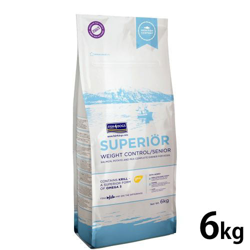 フィッシュ4ドッグ FISH 4 DOGS スーペリア ウェイトコントロール 6kg【送料無料】 無添加 ドッグフード 成犬用 グレインフリー 穀物不使用 魚
