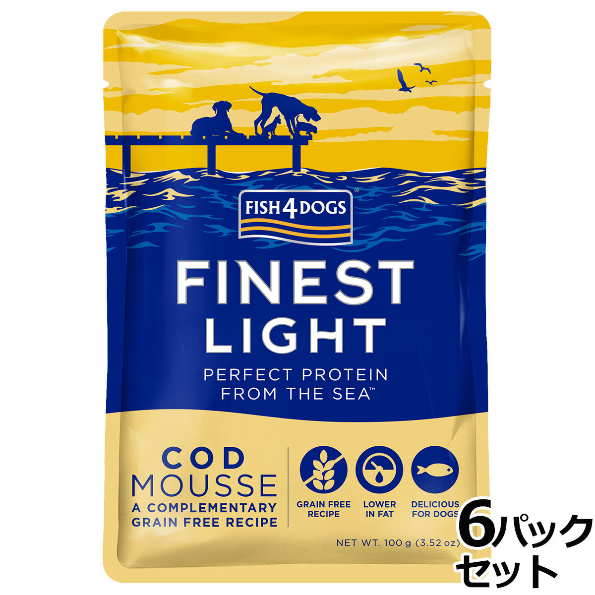 フィッシュ4ドッグ FISH 4 DOGS ファイネスト タラムース 100g×6パック 無添加 ドッグフード グレインフリー 穀物不使用 魚 ウェットフード パウチ