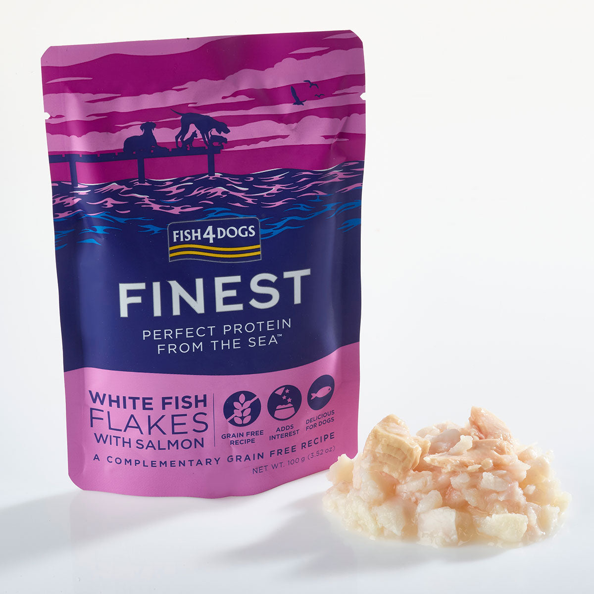 フィッシュ4ドッグ FISH 4 DOGS ホワイトフィッシュフレーク 100g 無添加 ドッグフード グレインフリー 穀物不使用 魚 ウェットフード パウチ