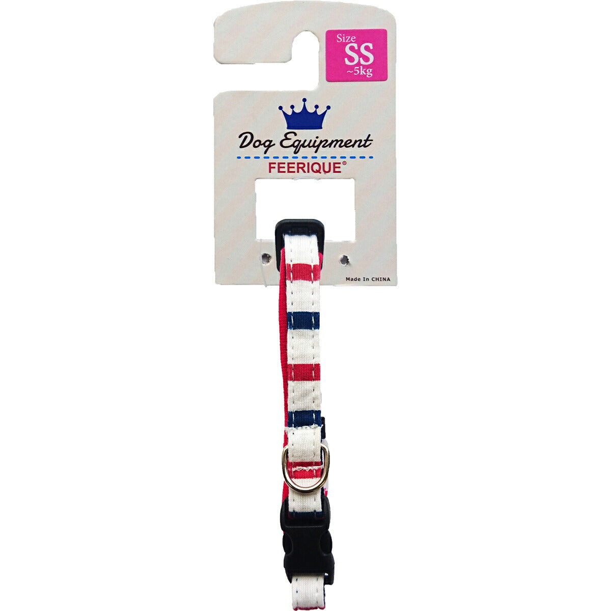 フェリーク トリコロールボーダーカラー SS レッド 首輪 小型犬