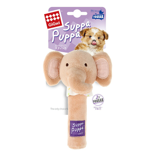 GiGwi スッパプッパ スティック エレファント 犬 おもちゃ ぬいぐるみ ゾウ 音が鳴る コットン 柔らかい 咥えやすい パピー シニア 超小型犬 小型犬