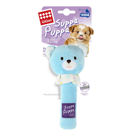 GiGwi スッパプッパ スティック ベアー 犬 おもちゃ ぬいぐるみ くま 音が鳴る コットン 柔らかい 咥えやすい パピー シニア 超小型犬 小型犬