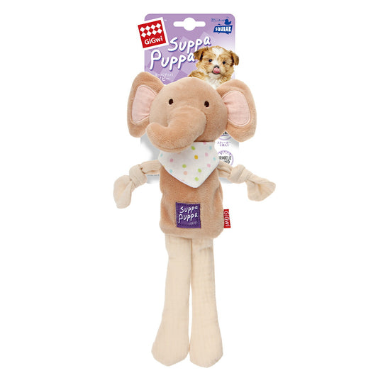 GiGwi スッパプッパ ノビー エレファント 犬 おもちゃ ぬいぐるみ ゾウ 音が鳴る コットン 柔らかい 咥えやすい パピー シニア 超小型犬 小型犬