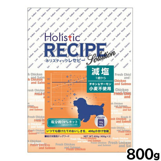 ホリスティックレセピー ドッグフード ソリューション 減塩 チキン&サーモン 800g 無添加 日本専用フード 小分け