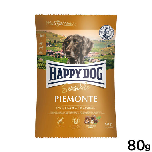 ハッピードッグ HAPPY DOG ドッグフード センシブル ピエモンテ(グレインフリー、ポテトフリー)ダック&シーフィッシュ アレルギーケア(成犬~シニア犬用) 80g