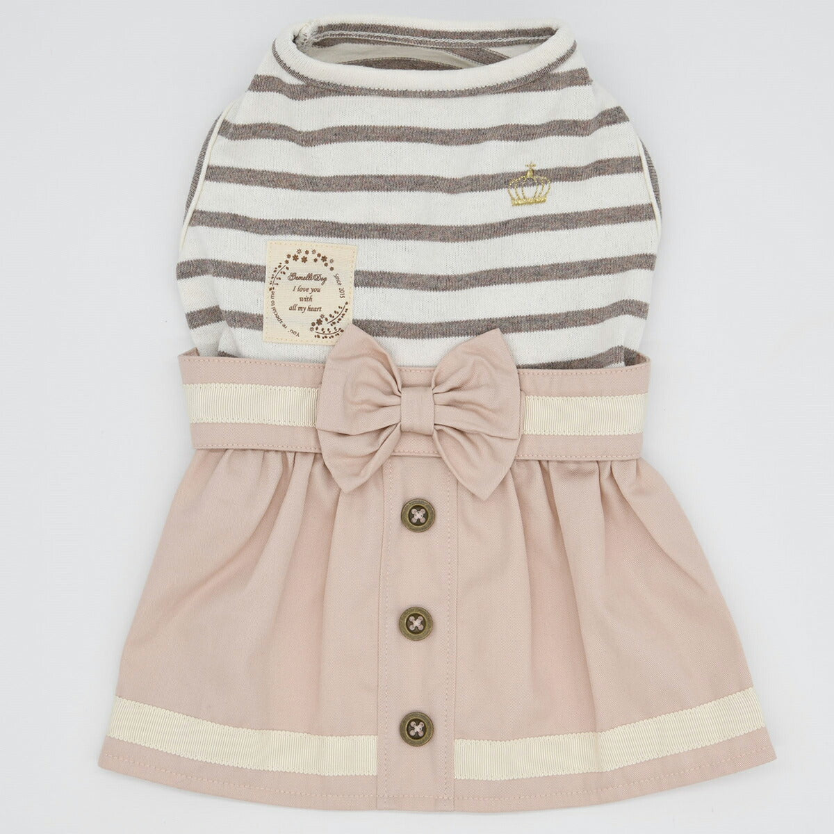 ジェメリ Gemelli Dog ボーダーワンピース 3号 ベージュ 犬 服 ドッグウェア 女の子 上品 かわいい 秋冬